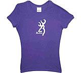 Image of Browning Bg Women's T-shirt W/buckmark Fitted Medium Purple/white&lt;