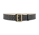 Image of DutyMan 2-1/4inch Plain Leather Sam Brown 4 Row Stitch Duty Belt With Solid Brass Gold Buckle DTY-4011-40-9072