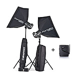 Image of Elinchrom BRX 250 - 2x Head Portalite To Go Kit w/ 2 Stands &amp; 2 Softboxes