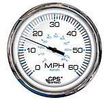 Image of Faria Beede Instruments 5" Speedometer 60 MPH GPS Studded Chesapeake White w/Stainless Steel