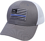 Image of Glock AS10071 Blue Line Hat With Flag Gray/White Cotton/Mesh Snapback