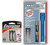 Image of Mini MagLite AA Flashlight, Blue + 2 Energizer Max Alkaline AA 1.5V Batteries