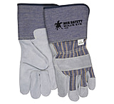 Image of MCR Safety Bulls Eye 'A' Side Split Leather Palm Work Gloves, 4in Rubberized Safety Cuff, Sewn with DuPont Kevlar