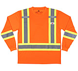 Image of MCR Safety Hi Vis Safety Work T-Shirts, Soft Poly, Long Sleeve and Tagless Design, ANSI 107 Type R Class 3, Fluorescent