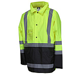 Image of MCR Safety Luminator Hi Vis Lightweight Rain Jacket, Poly/PU, Detachable Hideaway, Hood with Drawstring, ANSI 107 Type R Class 3