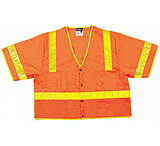 Image of MCR Safety Safety Vest, Class 3 Solid, 2in Vinyl Reflective, Snap Closure, 2 outer 2 Inner Pockets