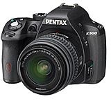 Image of Pentax K-500 Digital SLR Camera with 18-55mm f-3.5-5.6 and 50-200mm f-4-5.6 Lenses, Black