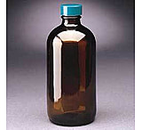 Image of Qorpak Boston Round Bottles, Amber, Narrow Mouth, Qorpak 7719A With Tinfoil-Lined Black Phenolic Cap, Case of 24