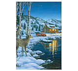 Image of River's Edge 24" X 16" LED Wall Art - Cabin W/ Deer 1783