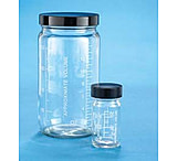 Image of VWR AC Medium Round Bottles, Clear, Wide Mouth, Graduated VW5810133C21 Bulk Packs With Unattached Caps In Bags