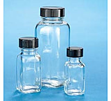 Image of VWR French Square Bottles, Clear, Wide Mouth VW5610843V22 Convenience Packs With Caps Attached