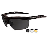 Wiley X Guard Sunglasses - 3 Lens Package, 1 Matte Black Frame w/Smoke Grey,Clear,Light Rust Lens, 4006
