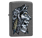 Image of Zippo Wolf Skull Feather Design Lighter