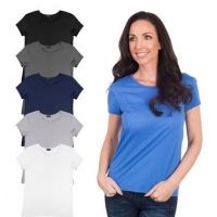 Agiato Womens Short Sleeve Cotton Crew Neck T Shirt, 6 Pack