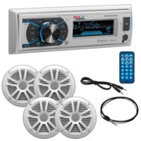 Boss Audio Marine Single Din Media Receiver with Bluetooth and 2 Pair of 6.5in Speakers, Antenna and Aux