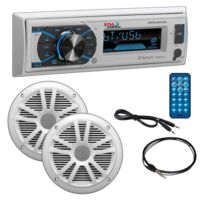 Boss Audio Marine Single Din Media Receiver with Bluetooth and Pair of 6.5in Speakers, Antenna and Aux