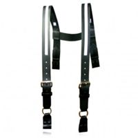 Boston Leather Firefighter's H-back Suspenders, Loop Attachment, 1/2" Reflective Ribbon, 3" Longer