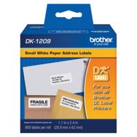 Brother DK1209 Labels Small White 1.1" X 2.4" Roll Of 800
