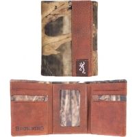 SPG International Browning Men's Tri-fold Leather Wallet Mossy Oak Infinity Camo Trim