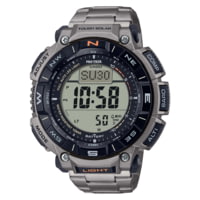 Casio Outdoor Casio Pro Trek Solar Watch Triple Sensor Watching Featuring an Altimeter, Barometer, Digital Compass, Thermometer and 100M WR Titanium Band - Mens