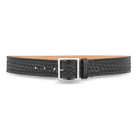 DutyMan 1-3/4inch Basketweave Leather Garrison Belt With Solid Brass Center Bar Nickel Buckle DTY-1621-32-9061