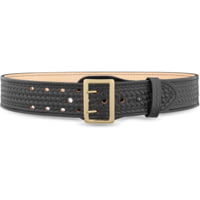 DutyMan 2-1/4inch Basketweave Leather Sam Brown 2 Row Stitch Duty Belt With Gold Buckle DTY-1021-42-9002