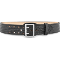 DutyMan 2-1/4inch Basketweave Leather Sam Brown 2 Row Stitch Duty Belt With Nickel Buckle DTY-1021-42-9001