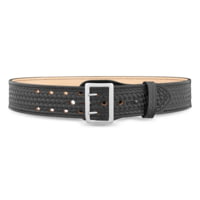 DutyMan 2-1/4inch Basketweave Leather Sam Brown 2 Row Stitch Duty Belt With Nickel Buckle DTY-1021-40-9001