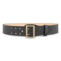 DutyMan 2-1/4inch Basketweave Leather Sam Brown 2 Row Stitch Duty Belt With Solid Brass Gold Buckle DTY-1021-40-9072