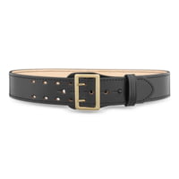 DutyMan 2-1/4inch Plain Leather Sam Browne 2-row Stitch Duty Belt With Solid Brass Gold Buckle