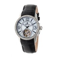 Empress Valois Automatic Mother-Of-Pearl Semi-Skeleton Dial Leather-Band Watch