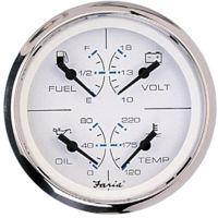 Faria Beede Instruments Chesapeake SS White 4" Multifunction 4-in-1 Combination Gauge w/Fuel, Oil, Water &amp; Volts