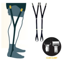 HERO'S PRIDE Adjustable Shirt Holders W/ Claw Clamp &amp; Foot Loop Y-style Strap - Black