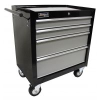 Homak 27in SE Series Rolling Cabinet w/ 4 Drawers, Black And Gray