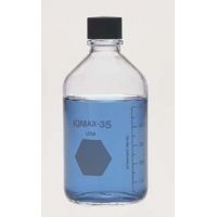 Kimble/Kontes KIMAX Media/Storage Bottles, KG-35 Borosilicate Glass, Graduated, Kimble Chase 61110T 1000 Black Phenolic PTFE-Faced 14-B White Rubber-Lined Closure