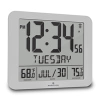 Marathon Slim Atomic Wall Clock w/ Indoor/Outdoor Temperature