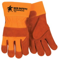 MCR Safety Bronco Split Leather Palm Work Gloves w/Safety Cuff - Men's