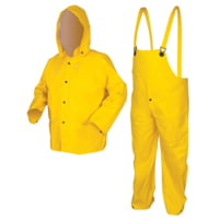 MCR Safety Commodore Series 3 Piece Waterproof Rain Suit, PVC/Non-Woven Poly/Nylon, Rain Jacket, Detachable Hood and Bib Pants