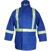 MCR Safety Flame Resistant Extreme Climate Insulated Parka with Silver FR Reflective Stripes Trimmed with Lime