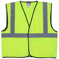 MCR Safety Hi Vis Reflective Safety Vest, ANSI Type R Class 2, Solid with 2in Silver Stripes, Hook and Loop Front Closure