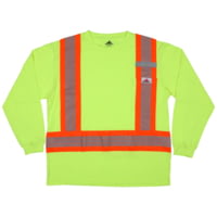MCR Safety Hi Vis Safety Work T-Shirts, Soft Poly Jersey Knit, Long Sleeve and Tagless Design, ANSI 107 Type O Class 1, Fluorescent Lime