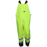 MCR Safety Luminator Hi Vis Lightweight Rain Pants, Poly/PU, High Bib Pocket and Full Elastic Suspenders, ANSI 107 Class E
