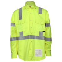 MCR Safety Flame Resistant Work Shirt, Class 3 Hi-Visibility Protection, 2in Silver FR Reflective Stripes