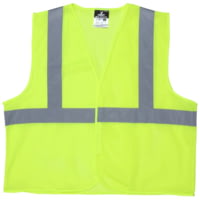 MCR Safety Hi Vis Reflective Safety Vest, ANSI Type R Class 2, Mesh with 2in Silver Stripes, Hook and Loop Front Closure