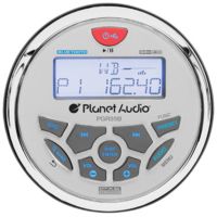 Planet Audio Round Marine Radio - 3.5in Diameter Bluetooth Rear Aux Input AM/FM Rear Charging USB