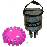 PowerFlare PF-200 Safety LED Light 6 Softpack w/ 6 Lights, Case, 6 Spare Batteries