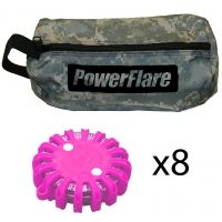 PowerFlare PF-200 Safety LED Light 8 Softpack w/ 8 Lights, Case, 8 Backup Batteries