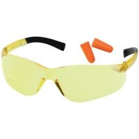 Pyramex Mini-Ztek Safety Glasses And DP1000 Ear Plug Combo Amber Lens Amber Frame Ten Pack PYS2530SNDP