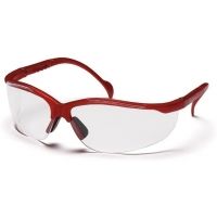 Pyramex Venture II Safety Glasses - Clear Lens, Maroon Frame