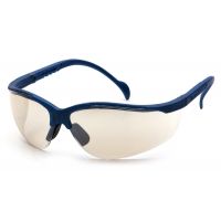 Pyramex Venture II Safety Glasses - Metallic Blue Frame, Indoor/Outdoor Mirror Lens